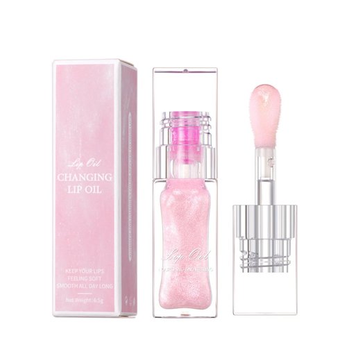 MAEPEOR Changing Lip Gloss 7 Colors Moisturizing Non-sticky Lip Oil Gloss Nourishing Shiny Glossy Lipgloss for Lip Care and Dry Lip (Color 00)