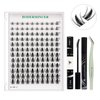 BODERMINCER Lash Clusters Kit 10-12-14-16mm Mixed Natural D Curl Fairy Lashes Pre-glue Lash Extension Kit Bond and Seal Kit For Self Use DIY at Home (Lash KIT Fairy 8-10-12-14-16mm MIX)