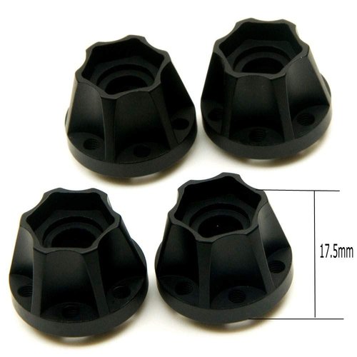 RCLions 4pcs RC Wheel Hex Hubs Adapters for 1/10th Scale RC Electric Crawler Car 1.9/2.2" Beadlock Wheel Rim (Black)