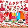 44 PCS Mushroom Birthday Party Decorations, Mushroom Party Favors Supplies Mushroom Birthday Banner Mushroom Balloons Mushroom Tablecloth Mushroom Plates and Napkins for Kids Boys Girls Baby Shower