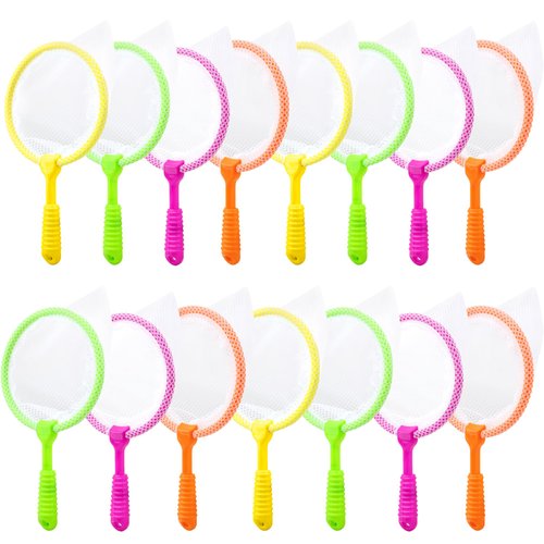 Fahacop 15 Pcs Kids Bug Catcher Nets Colorful Insect Collecting Net Fishing Net Bath Toy for Kids Outdoor Science Nature Exploration Observation