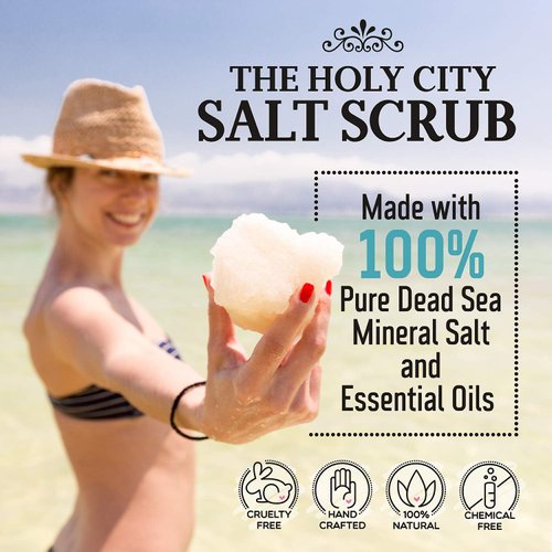 Exfoliating Body Scrub - Pure Dead Sea Salt Scrub for Hands and Body, 16 fl oz Hydrating Moisturizing Skin Care for Body Acne, Wrinkles (Coconut)