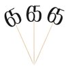 Black Glitter 65th Birthday Centerpiece Sticks, 12-Pack Number 65 Table Topper Anniversary Party Decorations