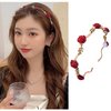 AIUPUOC Hairband, Red Rose Flower Metal Hair Accessories, Exquisite Hair Hoop Hairbands Hair Band Hairpin for Women Girls Scrunchies 1Pcs