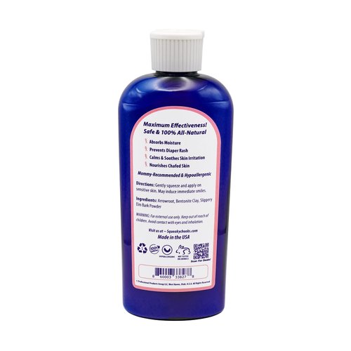 Squeaky Cheeks Baby Powder (5oz) | Organic | Unscented Talc-Free and All Natural Powder | Effective Relief from Rash Wetness and Itching | Also Ideal for Adults