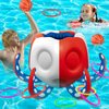 Octopus Pool Toys, 2-in-1 Kids Inflatable Basketball Hoop & Ring Toss Yard Games, Family Party Indoor Outdoor Water Play, Cool Spring Summer Toys for 3 4 5 6 7 8 Yr Old Boy Girl Teen Gift (Red&White)