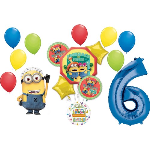 Anagram Despicable Me Minions 6th Birthday Party Balloon Bouquet Decorations, BQ_4272