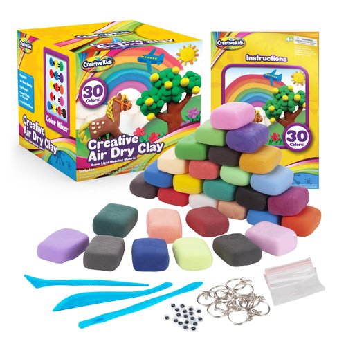 Creative Kids Air Dry Clay Kit for Kids - 30 Vibrant Colors & 3 Clay Tools - DIY Molding Kit for Kids with Sculpting Tools - Modeling Clay for Kids - Craft Gift for Children Boys Girls 4+