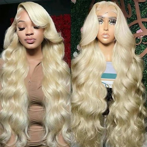 NPALO 613 body wave lace front wigs human hair pre plucked blonde 13x4 body wavy transparent lace frontal wig human hair for women 180% density human hair wigs With Baby Hair (20inch)