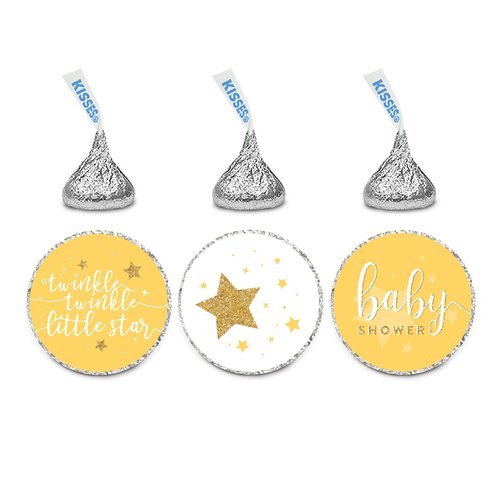 Andaz Press Chocolate Drop Labels Trio, Baby Shower, Twinkle Twinkle Little Star, Yellow, 216-Pac...