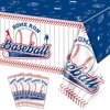 PTECDROTS 4 Pcs Baseball Tablecloths, Plastic Baseball Table Covers Rectangular Table Cloth for Baseball Themed Party Supplies Sports Event Birthday Party Decorations, 51x106 Inch
