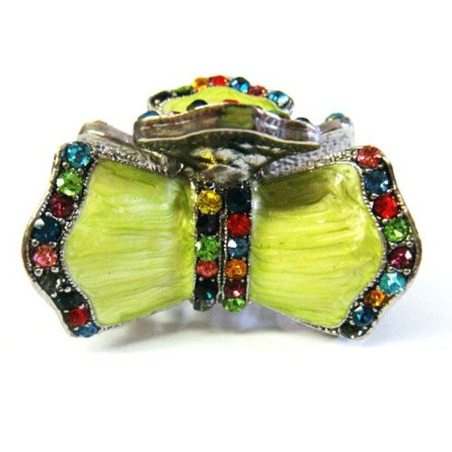 Women&#39;s Rhinestone Epoxy Enamel Metal Claw Hair Clip Antique Silver IMC2050, Multi