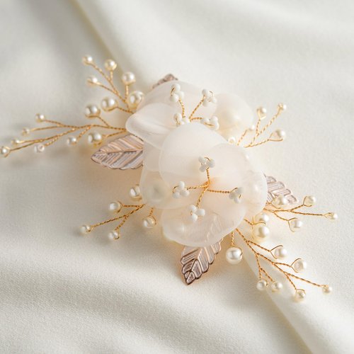 SWEETV Hair Comb, Flower Hair Clip Pearl Princess Headpiece, Elegant Bridal Hair Comb, Bridal Hair Pieces for Bride, Bridesmaid, Women, Girl, Party, Prom Gift