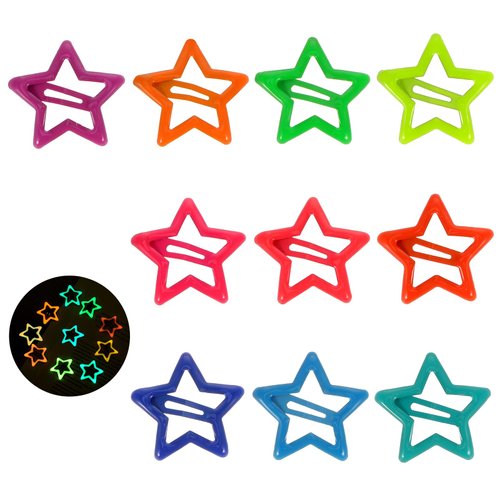 Colorful Luminous Star Hair Clips for Girls Glow in The Dark Star Barrettes Star Hair Accessories Cute Hairpins Snap Hair Barrettes Kawaii Hair Clips for Women Girls