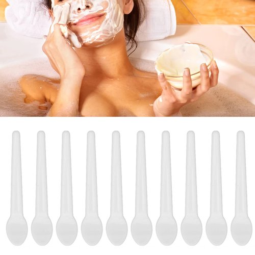 Cosmetic Spatula, 50pcs Cosmetic Cream Spatula Small Spoon Shaped Washable Eye Cream Spatula for Nail Glue Spatula Facial Cream Mask Scoop Skin Care Plastic Spoon for Mixing