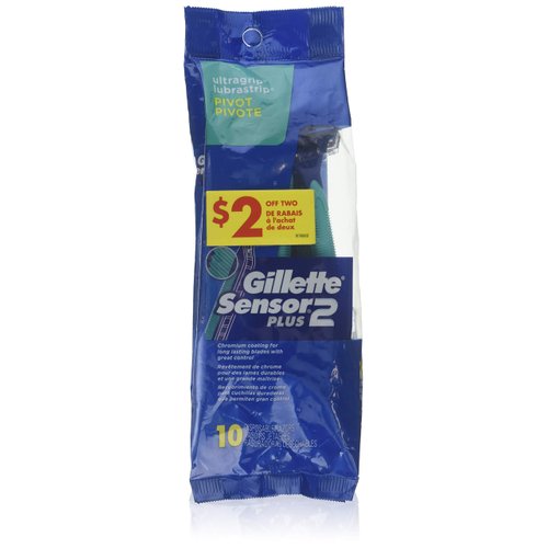 Gillette Mens Sensor 2 Plus Disposable Razor (10 Count)