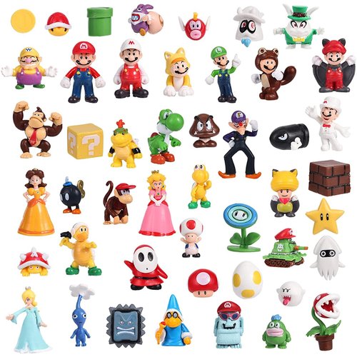 Isaneihas 48 pcs/Set Mario Figures Toy - Mario & Luigi Figurines – Yoshi & Mario Bros Action Figures （2 inch）