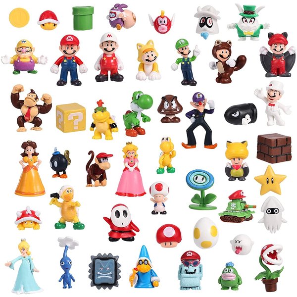 Isaneihas 48 pcs/Set Mario Figures Toy - Mario & Luigi Figurines – Yoshi & Mario Bros Action Figures （2 inch）