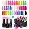 Beetles 24Pcs Gel Nail Polish Set with Base Gel Top Coat White Black Liner Gel Nail Art Brush, 2024 Summer Gel Polish Kit Neon Bright Blue Pink Purple Green Jelly Gel Polish Soak Off Uv Gel Nail Kit