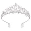 Vofler Crystal Tiara Crown Silver Headband Headpiece Rhinestone Hair Jewelry Decor for Women Ladies Little Girls Bridal Bride Princess Birthday Wedding Pageant Prom Halloween Costume Party with Combs