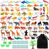 WinnerWhy 105 Pcs Safari Animal Toys Sea Creature Toys Realistic Jungle Animals Figurines Ocean Sea Animal Plastic Animal Learning Toys for Educational Party Cake Cupcake