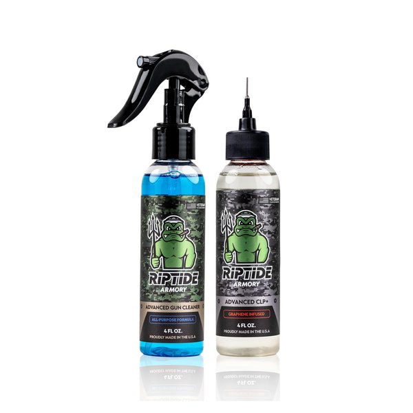 Riptide Armory Advanced Gun Cleaner & CLP+ Graphene 4oz 2 Step Kit - Cleans, Lubes, Protects Targeted Long-Lasting Formula - Nano Coat Technology - Veteran Founded & Formulated by Former US Navy Seal…