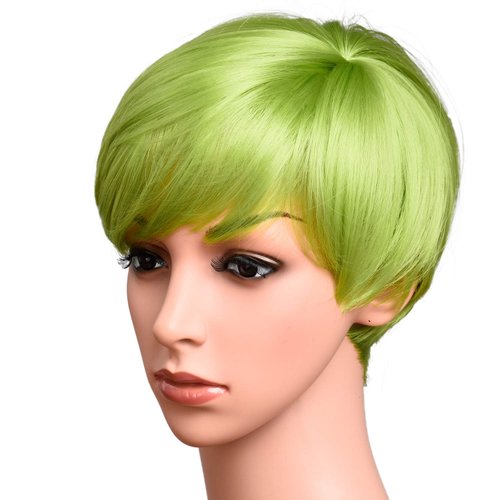 Kori Koli Short Lime Green Color Pixie Cut Hair Wig 100% Kanekalon Fiber Cosplay Daily Party Lime Synthetic Wig for Women 6 inches (LIME)