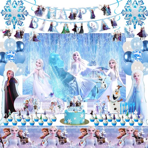Frozen Birthday Party Supplies Decor,Frozen Party Decoration Balloons,Snow Castle Party Supplies,Princess Birthday Party Decoration for Girls Snow Christmas Birthday Party