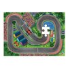 Peaceable Kingdom Puzzle & Play: Race Day - Floor Puzzle for Kids Ages 3 and Up - Includes 3 Wooden Vehicles to Zoom Around The Race Track Puzzle for a Double Dose of Fun - Measures 26” x 36”