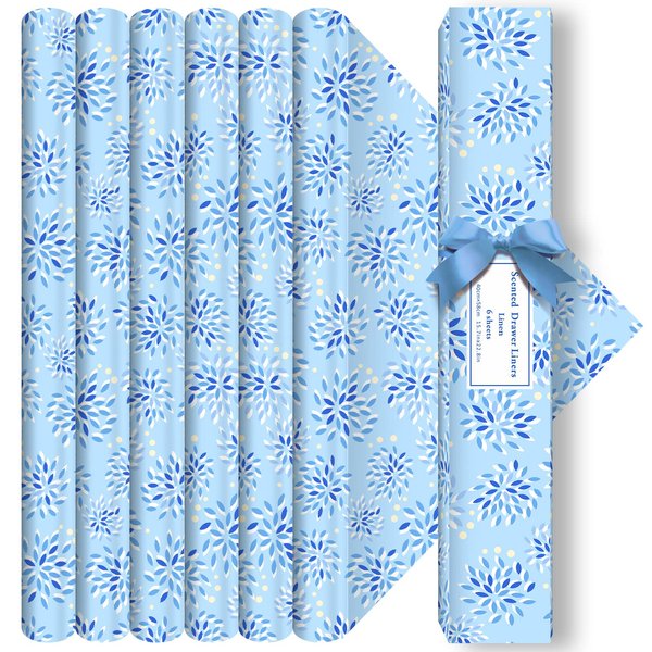 DERDUFT Fresh Linen Scented Drawer Liners, Dresser Drawer Liner, 6-Sheets Scented Paper Liner, for Home Shelf Closet Cabinet