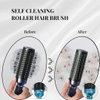 Set of 3 Self Cleaning Hair Brushes for Women Men - Detangler Brush Round Brush for Blow Out - Roller Retractable Hairbrush for Curly Straight Wet or Dry - Navy, Blue & Pink