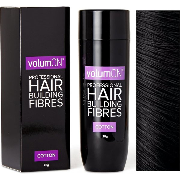 Volumon Professional Hair Building Fibres- Hair Loss Concealer- COTTON- BLACK 28g- Get Upto 30 Uses