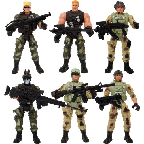 PowerTRC 6 Pcs Army Men Military Action Figures, Special Force Soldiers Toys for Kids 5-7, Army Action Figures with Military Weapons Accessories Toy Soldiers for Boys