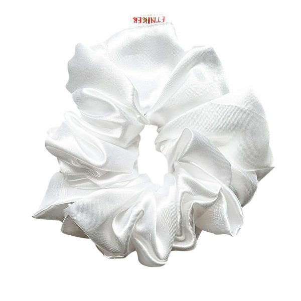 Etniker Big Glossy Scrunchie for Curly Hair with Elastic Band. Silk Hair Ties for Frizz & Breakage Curly Hair, No Damage, Elastic Ponytail Holder. 1 Pack (White)