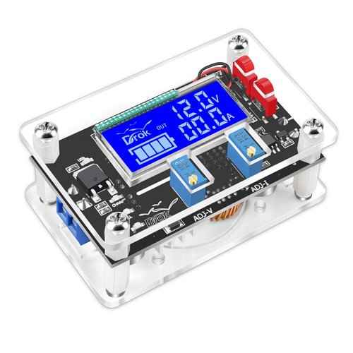 DROK DC Buck Module, Adjustable Buck Converter Step Down Voltage Regulator 6V-32V 30V 24V 12V to 1.5-32V 5V 5A LCD Power Supply Volt Reducer Transformer Module Board with USB Port Protective Case