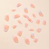 French Tip Press on Nails Medium Square Fake Nails Pink Glossy Acrylic Nails White Nail Tips Short False Nails with Summer Cute Flowers Designs Artificial Glue on Nails for Women Girls 24 Pcs