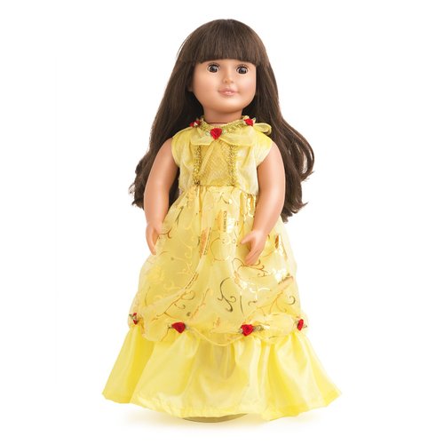 Little Adventures Yellow Beauty Princess Doll Dress - Doll Not Included - Machine Washable Child Pretend Play and Party Doll Clothes with No Glitter