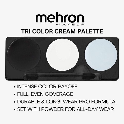 Mehron Makeup Tri-Color Character Makeup Palette | Halloween, Special Effects and Theater Cream Makeup FX Palette | Face Paint Makeup .7 oz (20 g) (Skeleton)