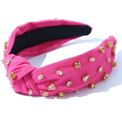 FEDANS Crystal Knotted Women Headband Rhinestone Luxury Jeweled Embellished Top Red Hairband Fashion Elegant Ladies Hair Band