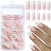 Bellelfin 120Pcs Square Press on Nails Medium, Glossy Square Ombre Fake Nails Full Cover Pink Ombre False Nail Tips Natural Acrylic Nails Press ons for Women Girls Artificial Fingernails