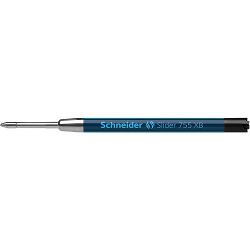 Schneider Slider 755 XB (Extra Broad) Ballpoint Pen Refill, 1.4 mm, ISO Format G2, Black Ink, Box of 10 Refills (175501)