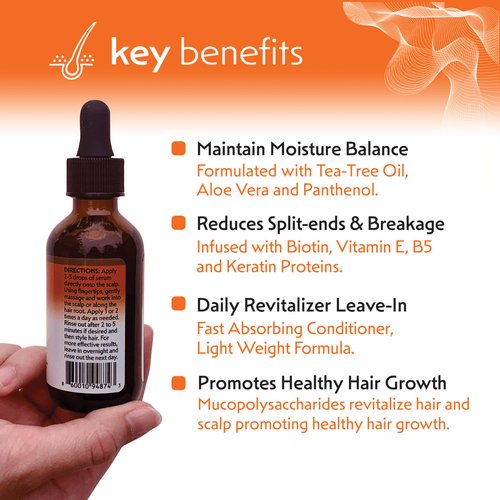 NetWurks Hair & Scalp Regrowth Oil, Pure Rosemary, Mint, & Coconut Oil with Biotin, Revitalizing Bonding Serum, Repairs & Promotes Hair Growth, 2oz