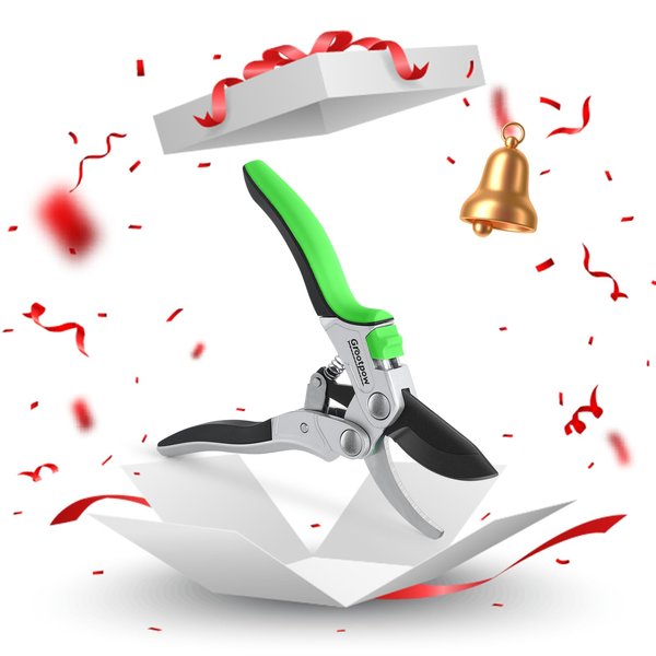 Grootpow PPS01 Premium Bypass Pruning Shears, Aluminum Construction Garden Clippers with SK5 Carbon Steels Blades, 4-Point Pivot Design, 5/8” Garden Shears with Ergonomic Handles for Gardening