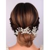 Teyglen Wedding Pearl Hair Comb Bridal Rhinestone Hair Clips Pins Silver Crystal Hair Piece Vintage Hair Accessories Jewelry Set for Women Girl