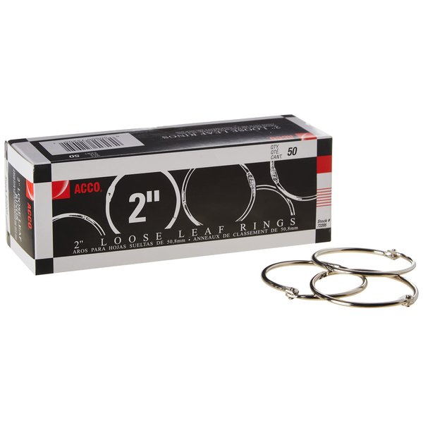 ACCO Loose Leaf Binder Rings, 2", Silver, 50 Rings/Box (72205)