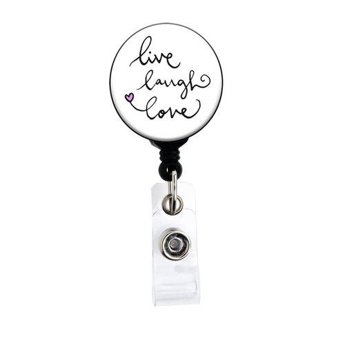 Live Laugh Love - Retractable Badge Reel with Swivel Clip and Extra-Long 34 inch Cord - Badge Holder