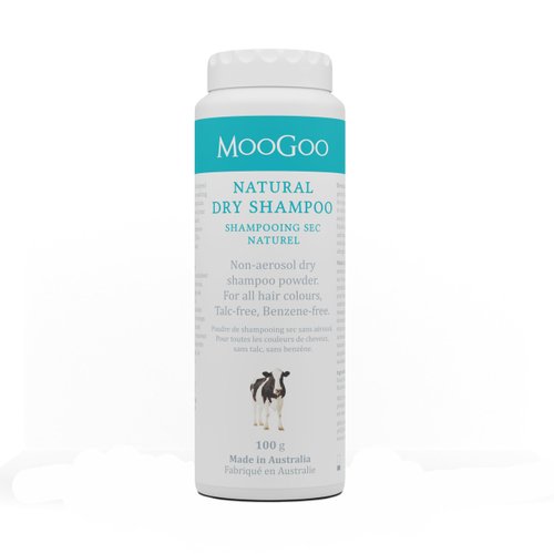 MooGoo Natural Dry Shampoo – Non Aerosol Powder Dry Shampoo for Brunette, for Blonde or for Dark Hair - for Women or for Men. Benzene Free, Talc Free.