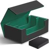 Homthy 1200+ Card Deck Case for Trading Cards, Leather Magnetic Closure Commander Card Storage Box Magic Card Protectors Fit for Sports Cards, Game Card Standard Cards (Green)