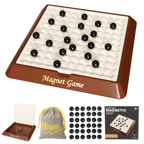 Magnetic Game Chess, Magnet Games for Adults and Kids with Storage Board, Magnet Chess Game with Stones, Board Game for Friends Family Game Night, 2-4 Player (36pcs)