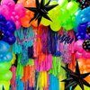 MOMOSHERO 175Pcs Neon Balloons Arch Garland Kit, Glow in the Dark Balloons (Rainbow Star Dot) for Back to 80s 90s DISCO Birthday Party Decorations, Fiesta, Let's Glow Party, Rock Roll Party Supplies